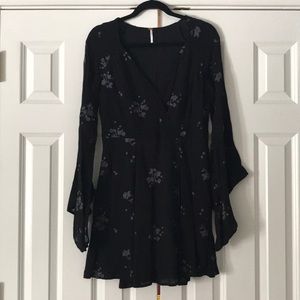 FREE PEOPLE Black Flower Dress